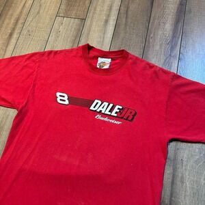 Vintage Dale Jr Budweiser NASCAR T Shirt Men's‎ Size Large Red